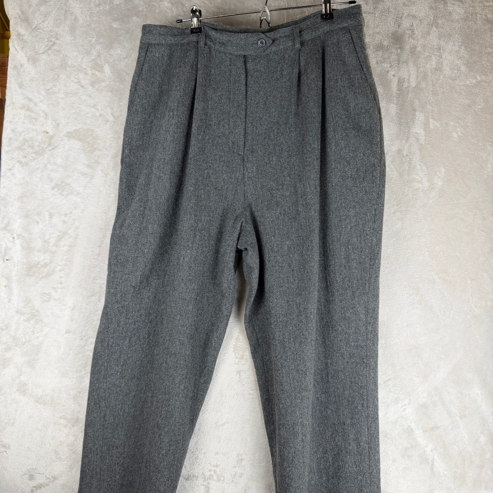Lane Bryant Designs & Co 100% Wool Pleated Trousers Grey Tapered Pants 18